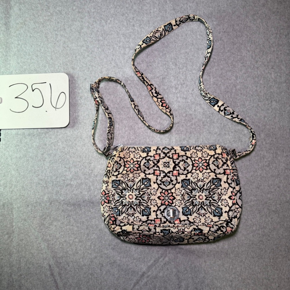 Vera Bradley Floral Quilted Crossbody Bag and Matching ID Case Set Cream Multi